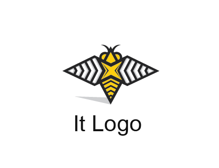 honeybee logo with a shuriken back and wings