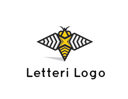 honeybee logo with a shuriken back and wings