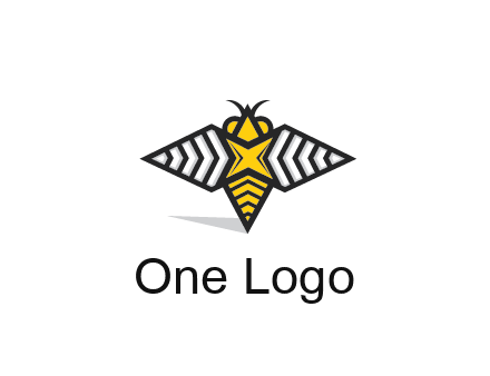 honeybee logo with a shuriken back and wings