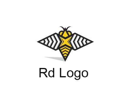 honeybee logo with a shuriken back and wings
