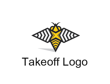 honeybee logo with a shuriken back and wings