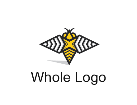 honeybee logo with a shuriken back and wings