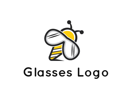 honeybee logo with glasses as wings