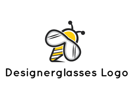 honeybee logo with glasses as wings
