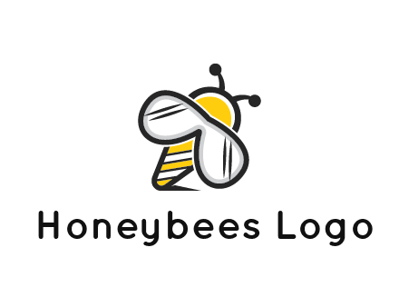 honeybee logo with glasses as wings