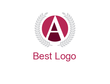 letter A inside circle with laurel wreath logo