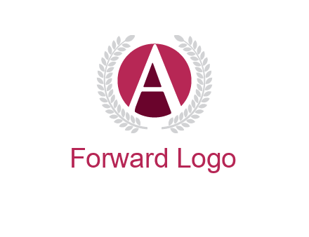 letter A inside circle with laurel wreath logo