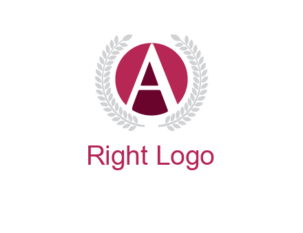 letter A inside circle with laurel wreath logo