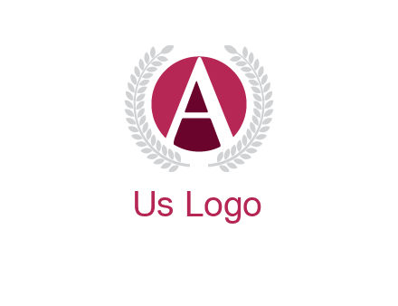 letter A inside circle with laurel wreath logo