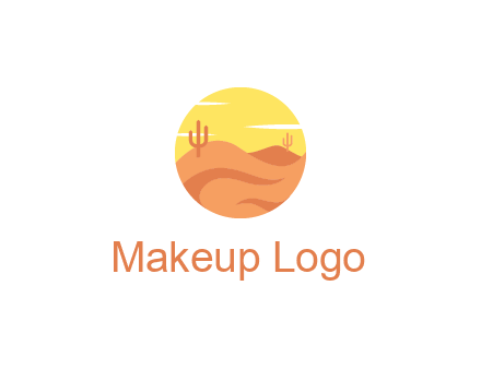 circular logo showing a desert landscape with cactus
