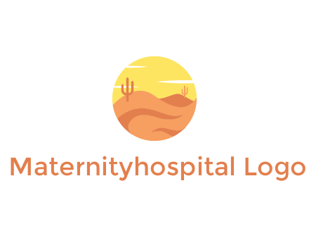 circular logo showing a desert landscape with cactus