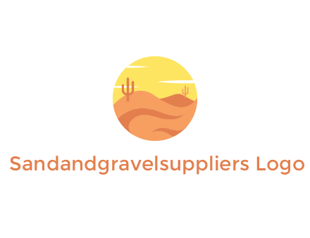 circular logo showing a desert landscape with cactus