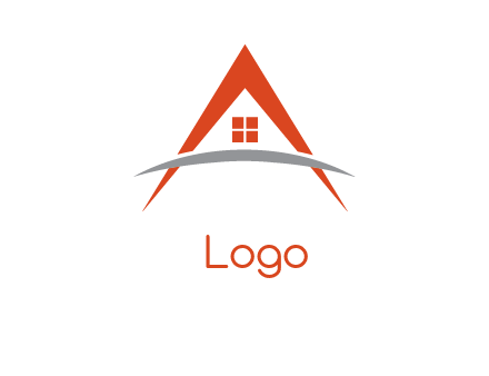 roof top with windows in letter A shape logo