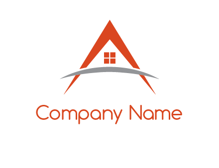 roof top with windows in letter A shape logo