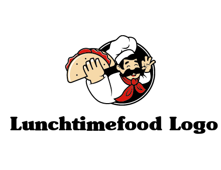 logo with a chef holding a taco