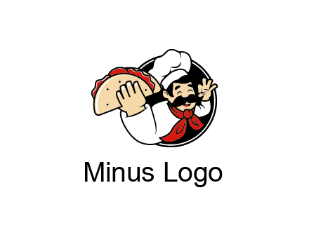 logo with a chef holding a taco