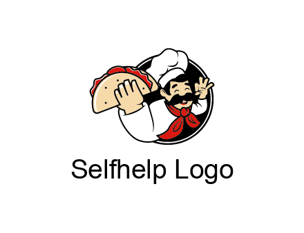 logo with a chef holding a taco
