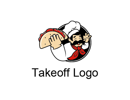 logo with a chef holding a taco