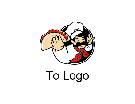 logo with a chef holding a taco