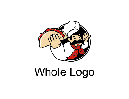 logo with a chef holding a taco