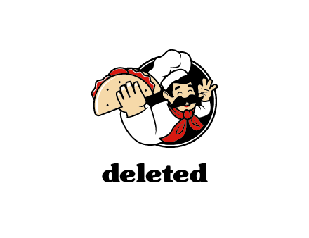 logo with a chef holding a taco