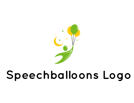 stick figure holding balloons while floating across moon