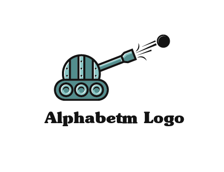 tank shooting a cannon ball logo