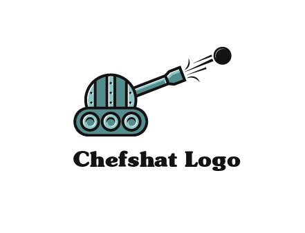 tank shooting a cannon ball logo