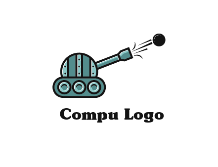 tank shooting a cannon ball logo