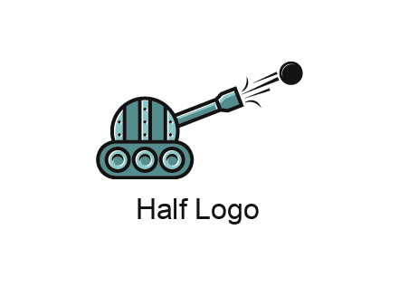 tank shooting a cannon ball logo