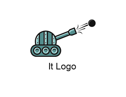 tank shooting a cannon ball logo