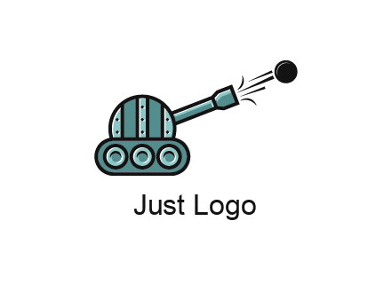 tank shooting a cannon ball logo