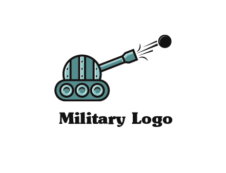tank shooting a cannon ball logo