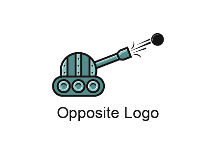 tank shooting a cannon ball logo
