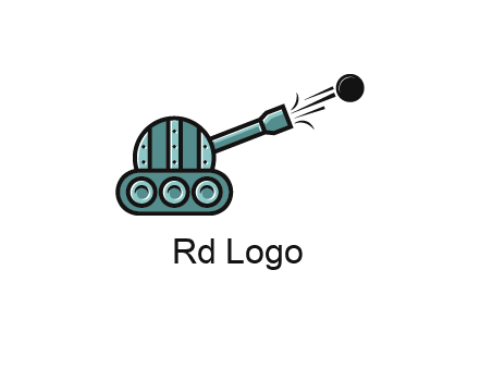 tank shooting a cannon ball logo