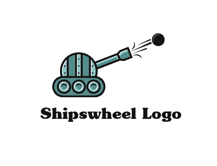 tank shooting a cannon ball logo