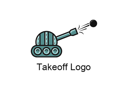 tank shooting a cannon ball logo
