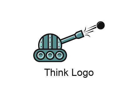 tank shooting a cannon ball logo