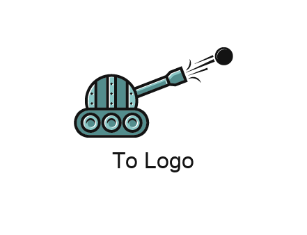 tank shooting a cannon ball logo
