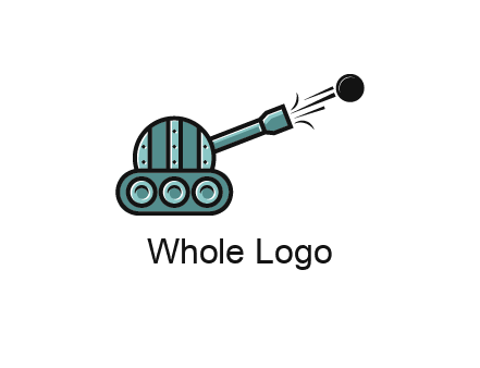 tank shooting a cannon ball logo
