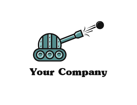 tank shooting a cannon ball logo