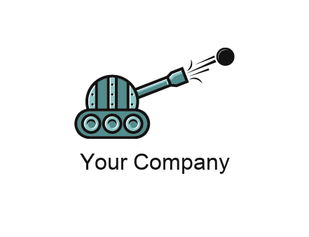 tank shooting a cannon ball logo