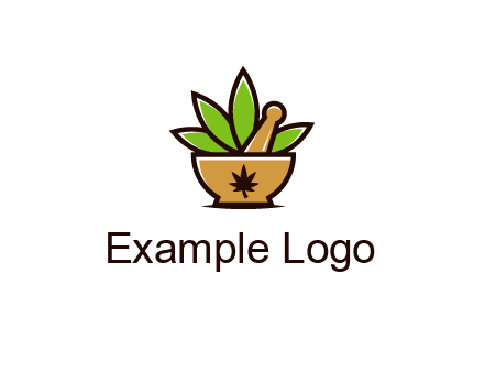 pharmaceutical or herbalists logo with leaves, mortar and pestle