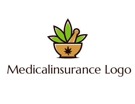 pharmaceutical or herbalists logo with leaves, mortar and pestle