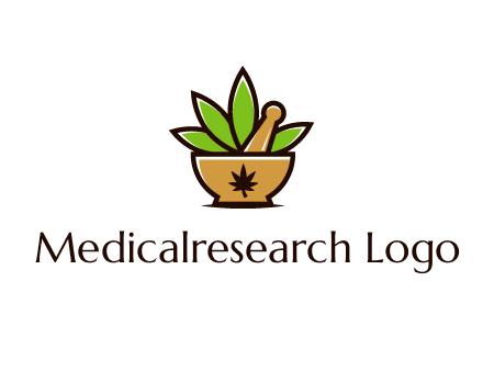 pharmaceutical or herbalists logo with leaves, mortar and pestle
