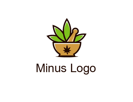 pharmaceutical or herbalists logo with leaves, mortar and pestle