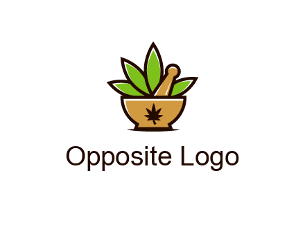 pharmaceutical or herbalists logo with leaves, mortar and pestle
