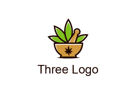 pharmaceutical or herbalists logo with leaves, mortar and pestle