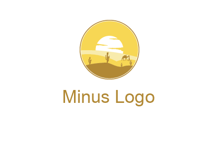 round logo showing sunset in a desert