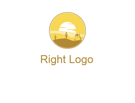 round logo showing sunset in a desert